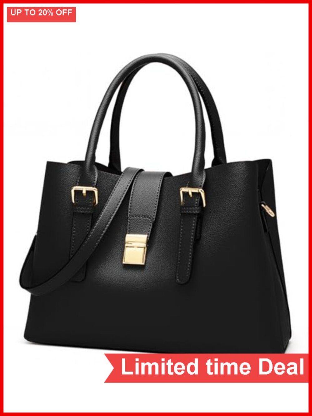 Vegan Leather Tote Handbag for Women, Medium Top Handle Purse with Crossbody